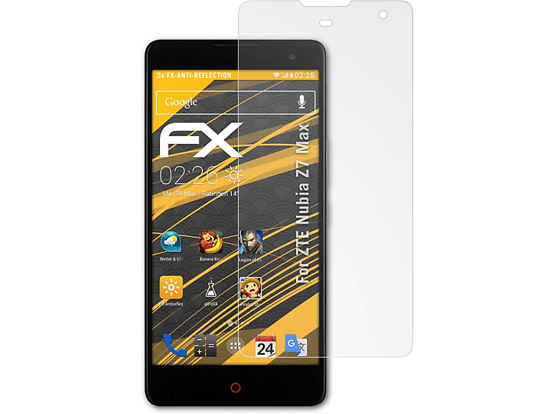 ATFOLIX 3x FX-Antireflex Displayschutz(für ZTE Nubia Z7 Max)
