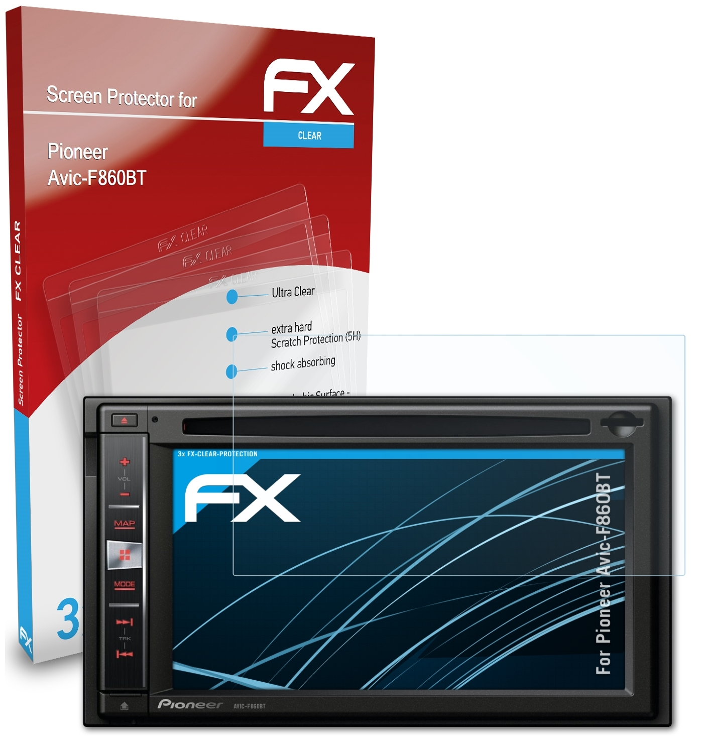 FX-Clear Pioneer 3x ATFOLIX Avic-F860BT) Displayschutz(für