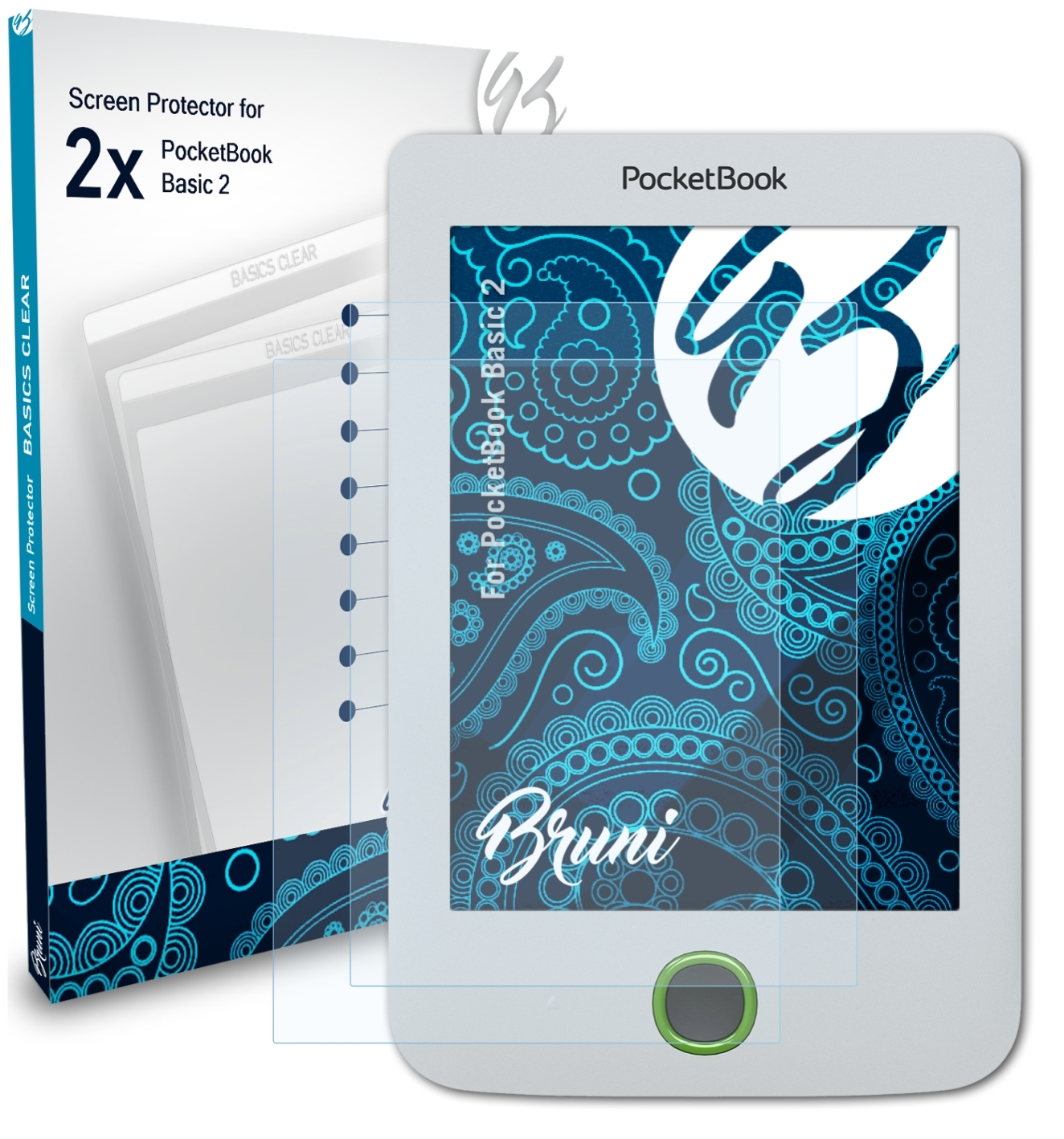 Schutzfolie(für 2) 2x BRUNI Basics-Clear Basic PocketBook