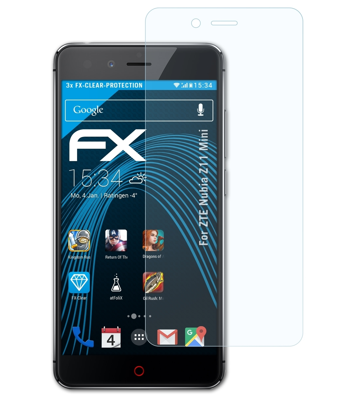 ATFOLIX FX-Clear Nubia Mini) Displayschutz(für ZTE 3x Z11