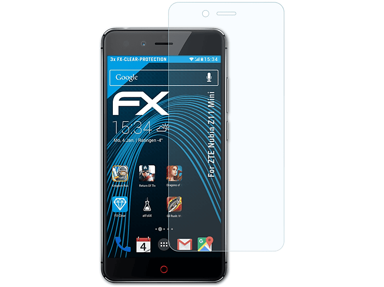 ATFOLIX 3x FX-Clear Displayschutz(für ZTE Nubia Z11 Mini) | Displayschutzfolien & Gläser