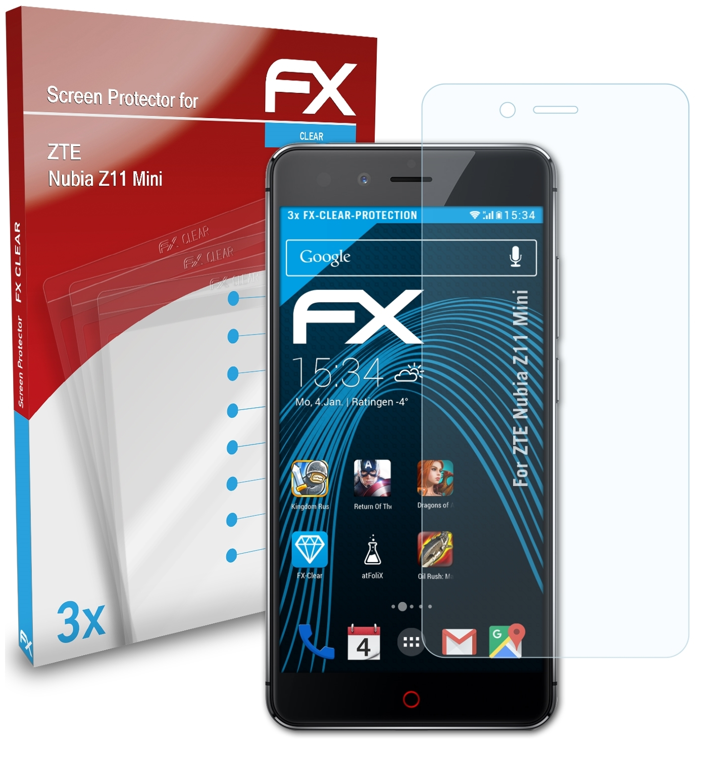 Mini) Displayschutz(für ATFOLIX Nubia ZTE FX-Clear Z11 3x