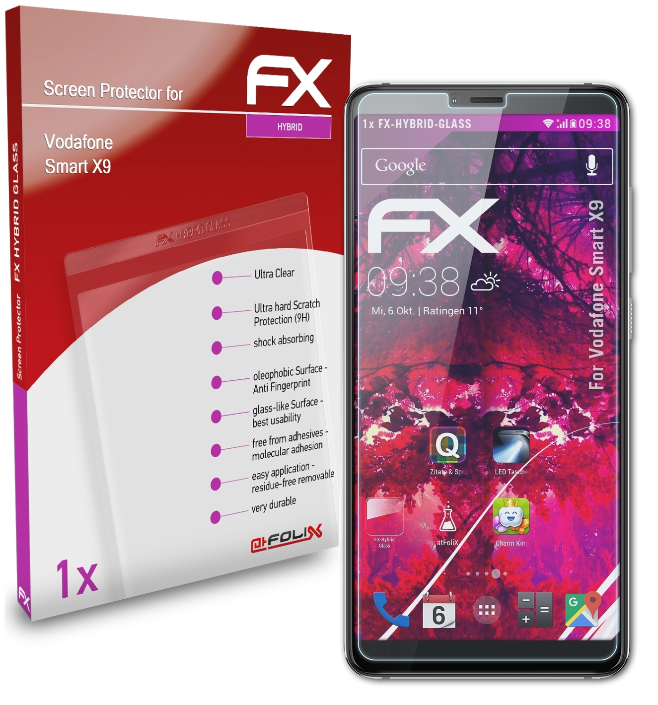 FX-Hybrid-Glass ATFOLIX Schutzglas(für Vodafone Smart X9)