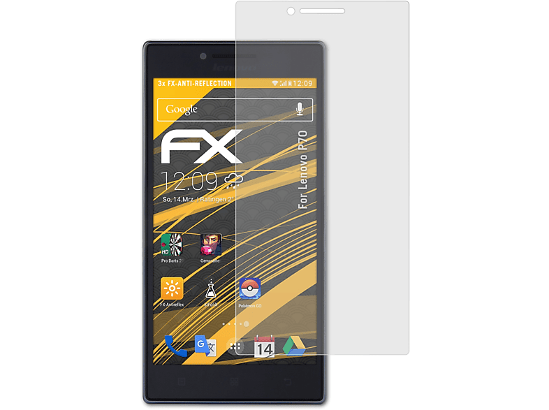 ATFOLIX 3x FX-Antireflex Displayschutz(für Lenovo P70)