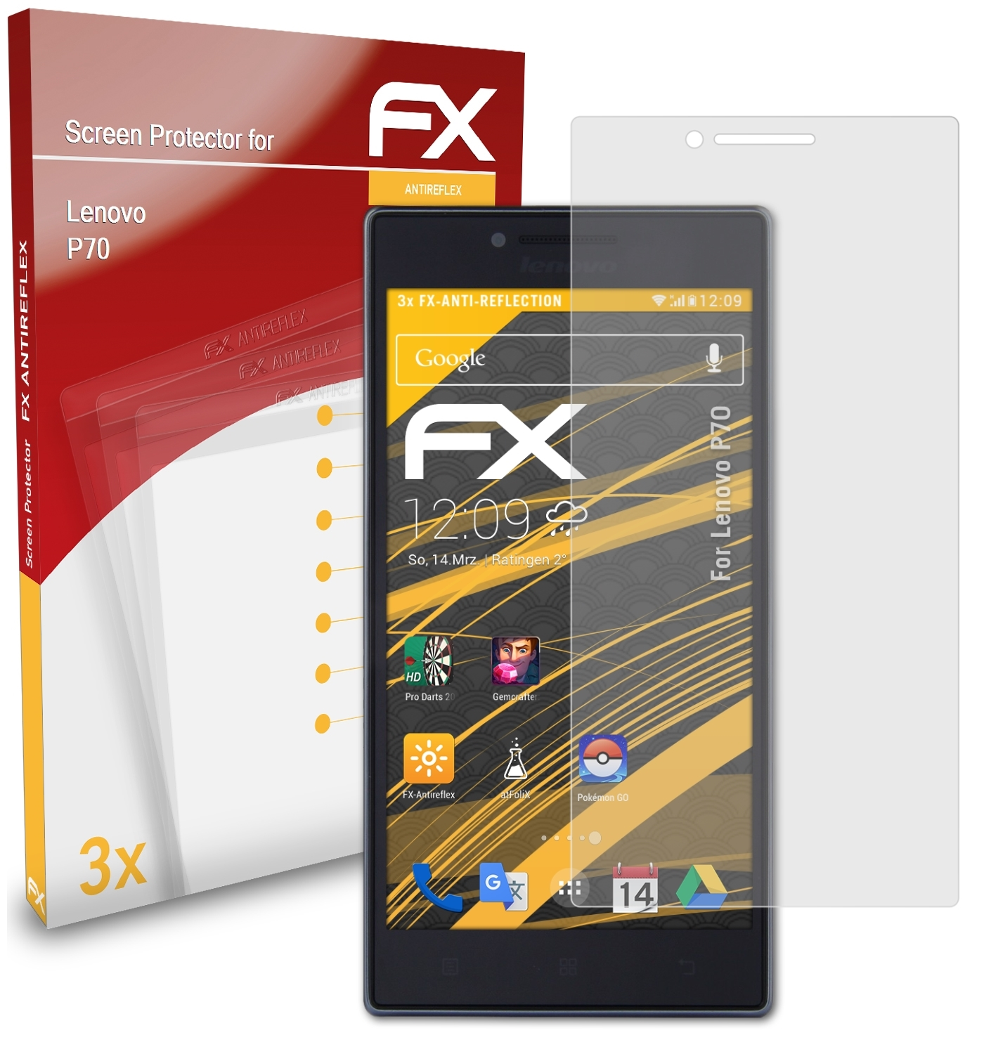 ATFOLIX 3x Displayschutz(für Lenovo P70) FX-Antireflex