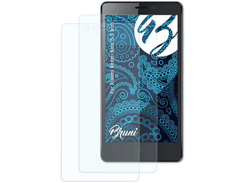 BRUNI 2x Basics-Clear Schutzfolie(für Xiaomi Redmi Note (5.5 Inch))