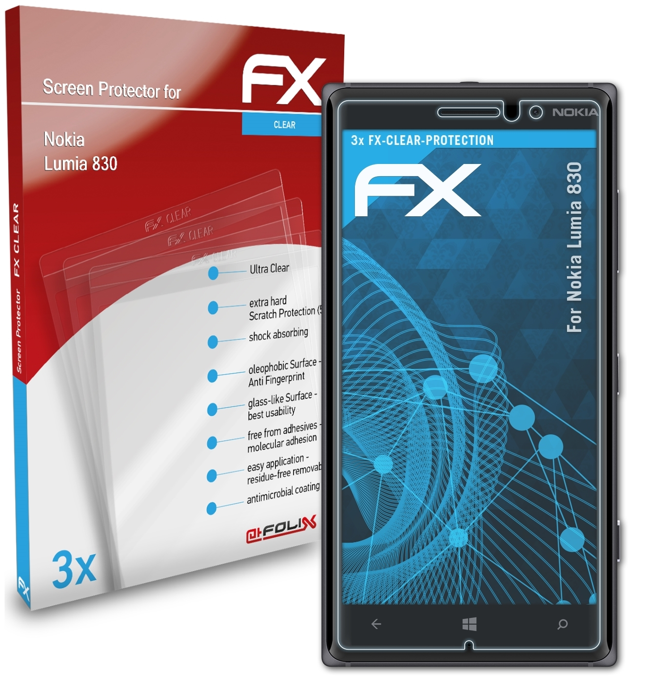 ATFOLIX 3x FX-Clear Displayschutz(für Lumia 830) Nokia