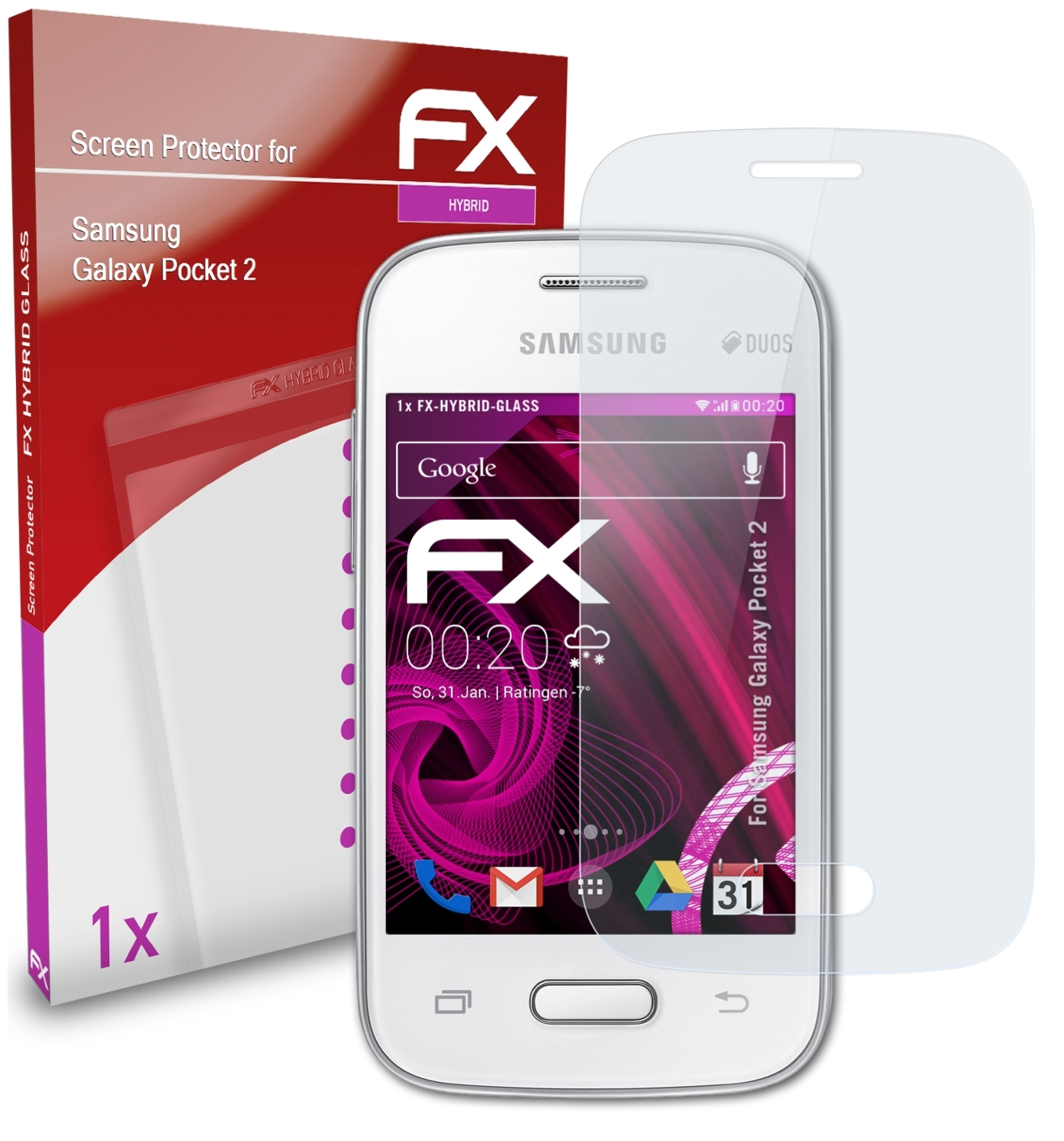 ATFOLIX FX-Hybrid-Glass Galaxy Samsung 2) Pocket Schutzglas(für