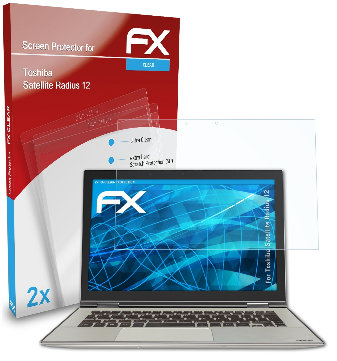 ATFOLIX 2x FX-Clear Displayschutz(für Radius 12) Satellite Toshiba