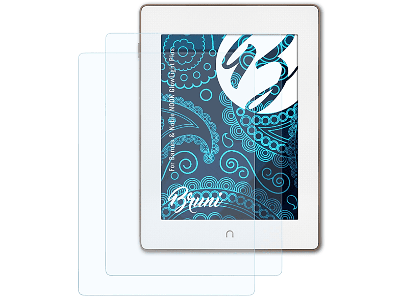 BRUNI 2x Basics-Clear Schutzfolie(für Barnes & Noble NOOK GlowLight Plus)