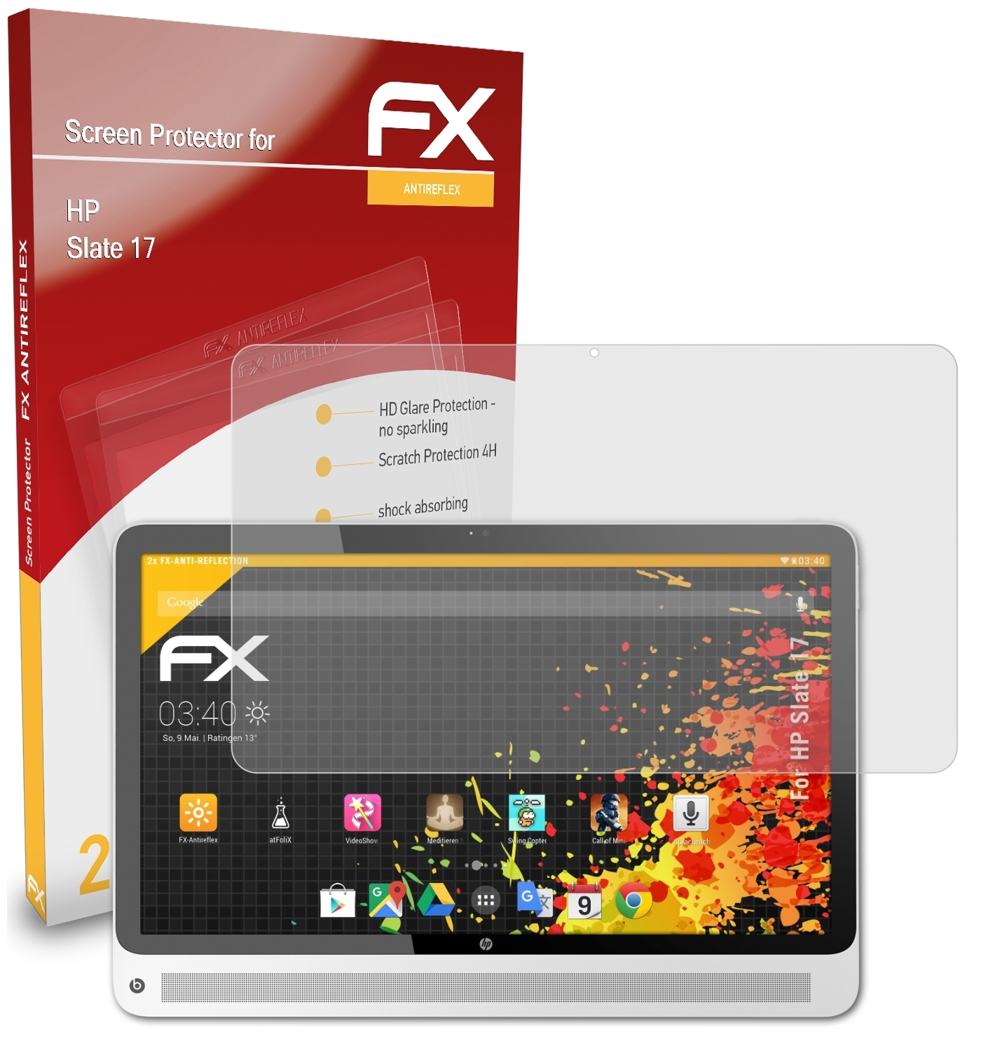 ATFOLIX 2x FX-Antireflex Displayschutz(für Slate HP 17)