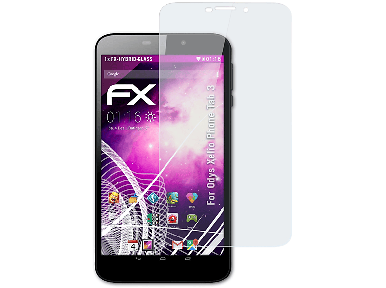 ATFOLIX FX-Hybrid-Glass Schutzglas(für Odys Xelio 3) Tab Phone
