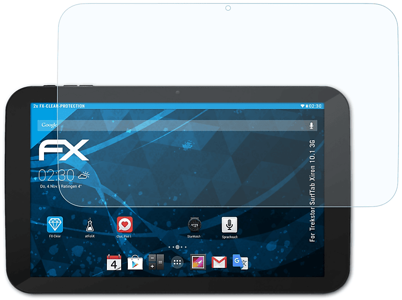 SurfTab Xiron 10.1 Displayschutz(für ATFOLIX Trekstor 2x 3G) FX-Clear