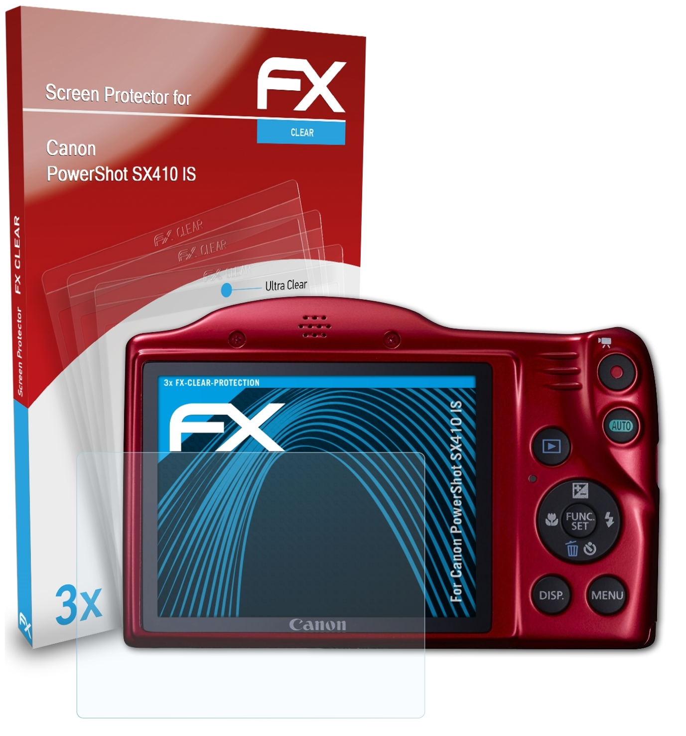 ATFOLIX 3x FX-Clear SX410 IS) Displayschutz(für PowerShot Canon