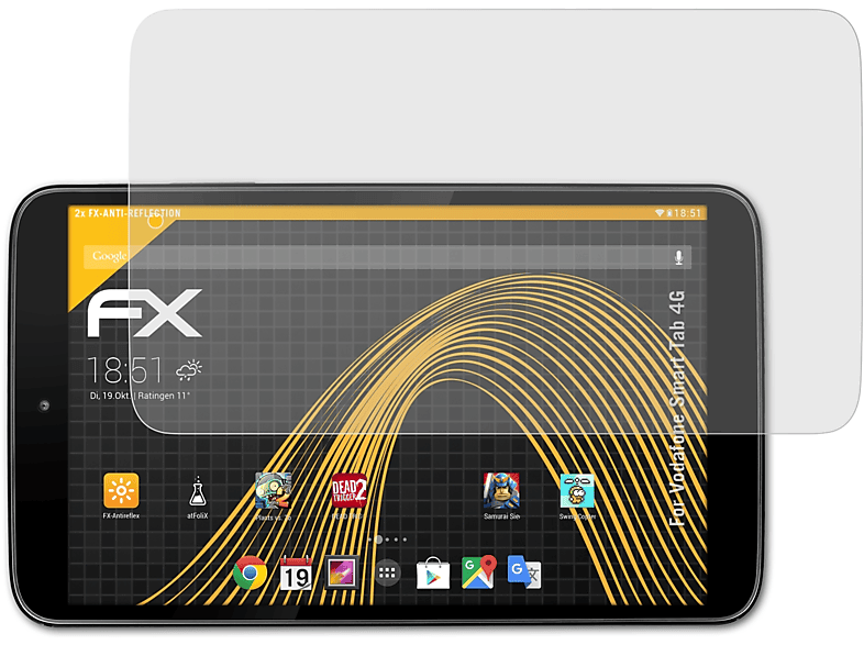 ATFOLIX 2x Smart Displayschutz(für 4G) Vodafone FX-Antireflex Tab