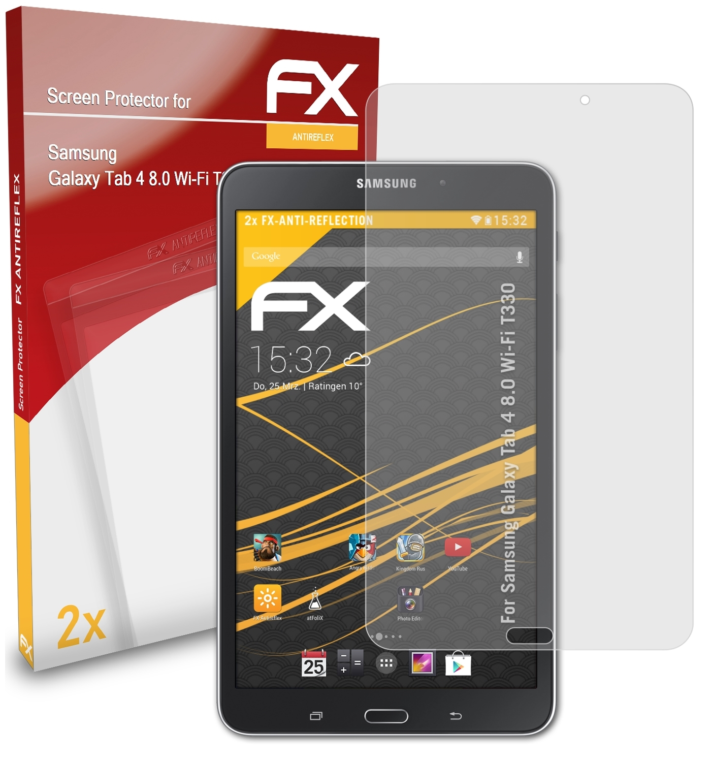 ATFOLIX 2x FX-Antireflex Tab Galaxy (Wi-Fi 8.0 T330)) Displayschutz(für Samsung 4
