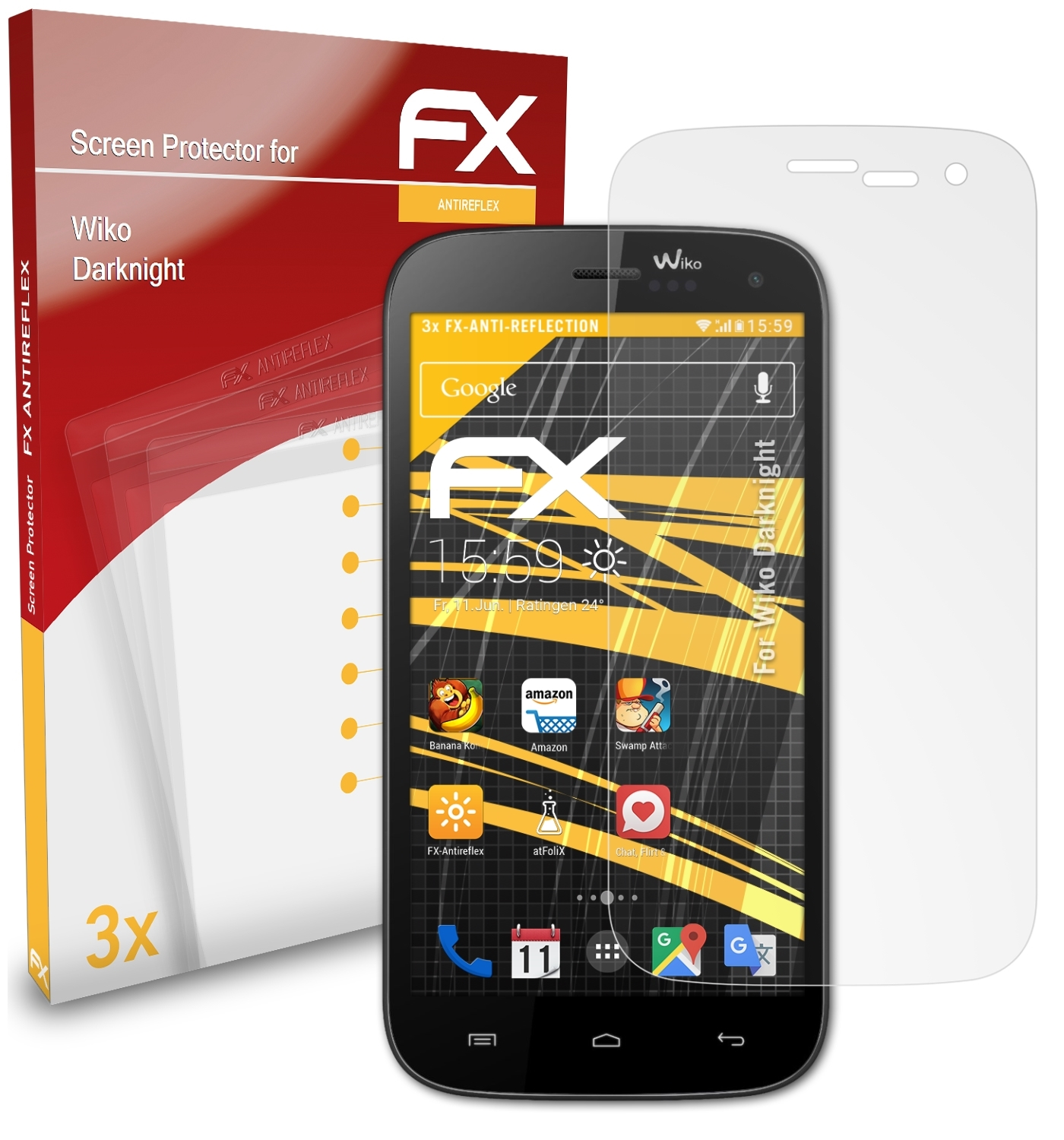 ATFOLIX 3x FX-Antireflex Darknight) Wiko Displayschutz(für