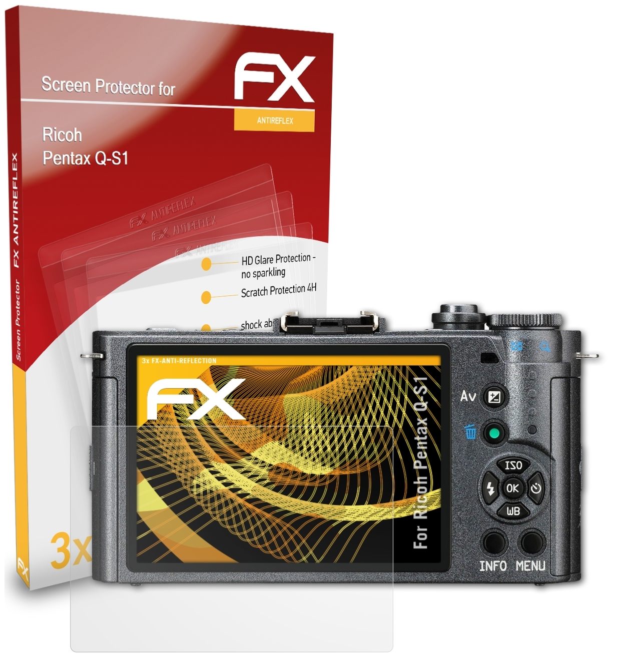 ATFOLIX 3x Pentax Q-S1) FX-Antireflex Ricoh Displayschutz(für