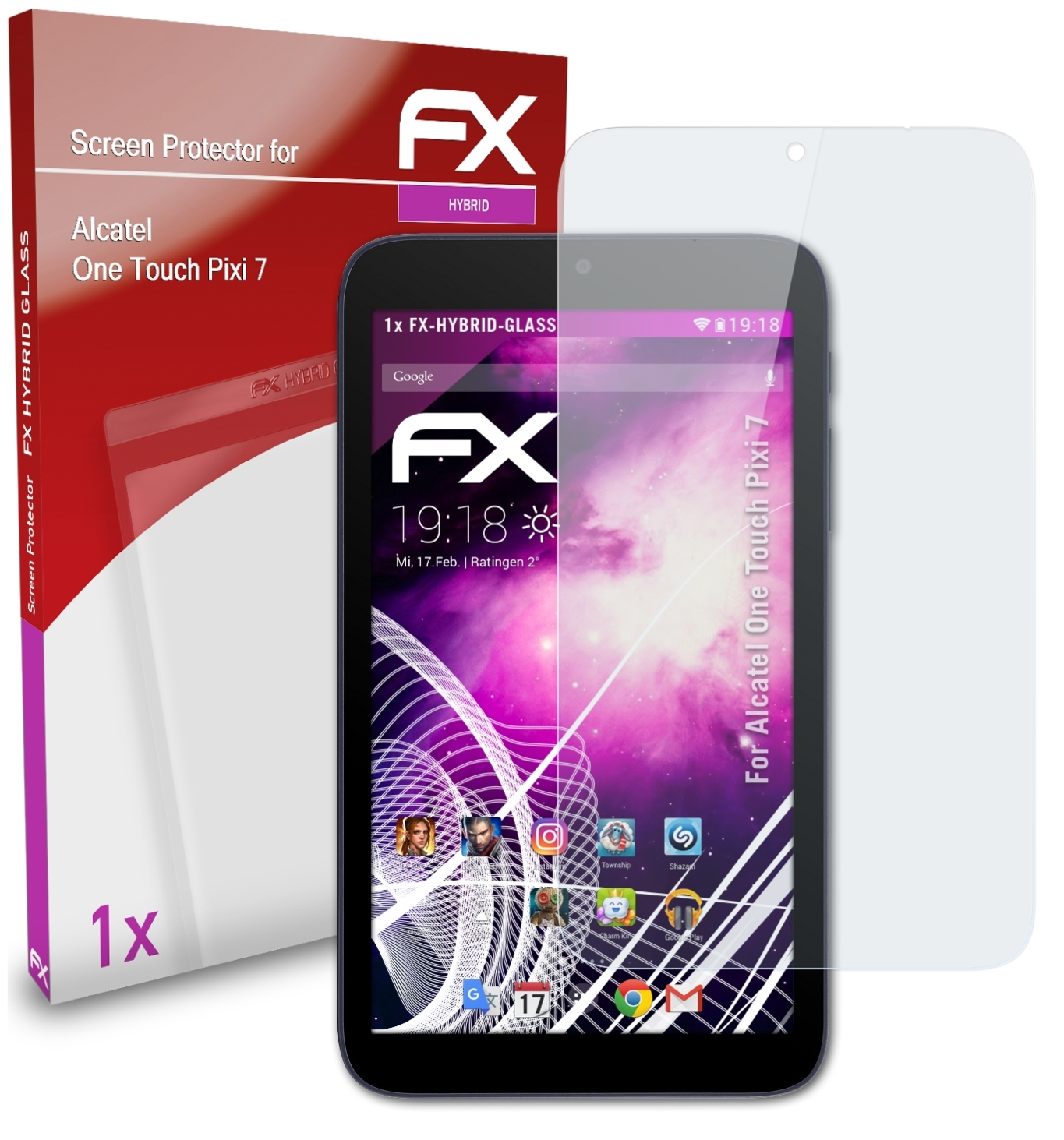 ATFOLIX FX-Hybrid-Glass Schutzglas(für Alcatel One Pixi Touch 7)