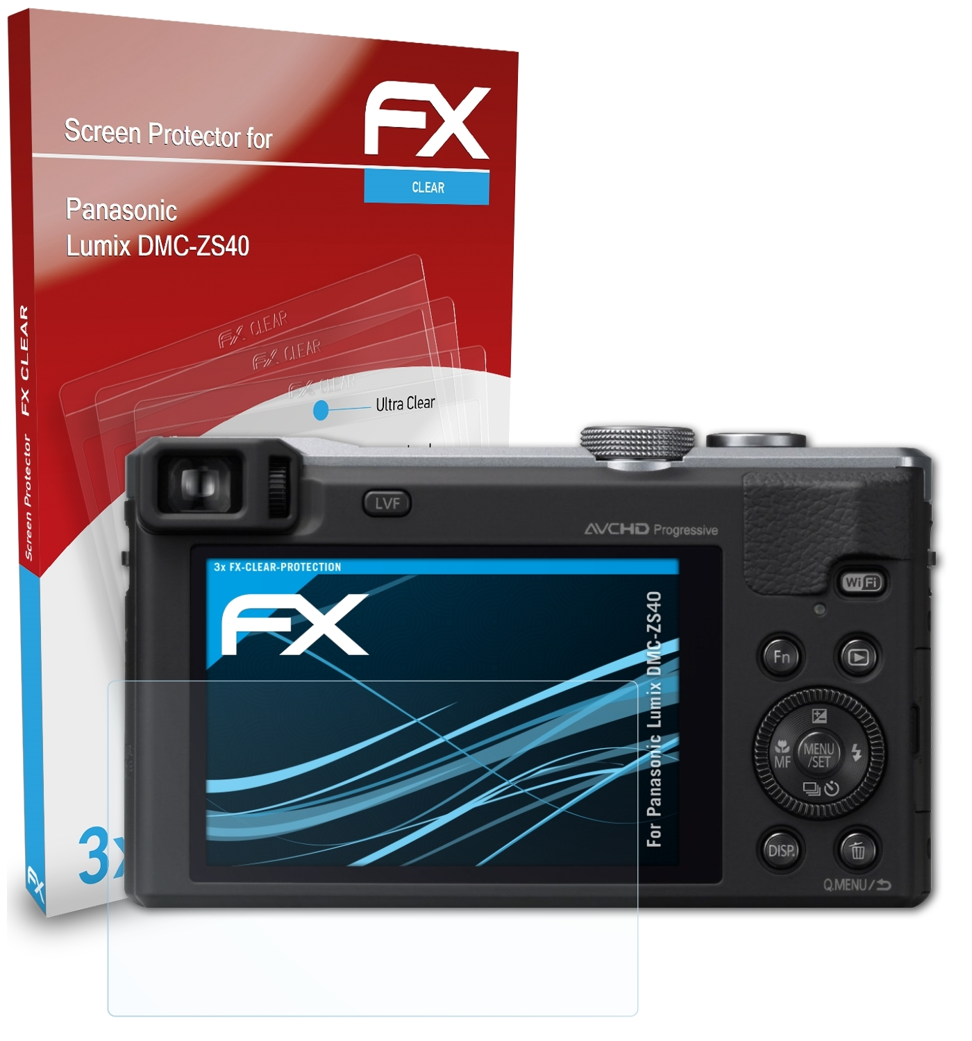 FX-Clear DMC-ZS40) 3x Displayschutz(für Panasonic Lumix ATFOLIX
