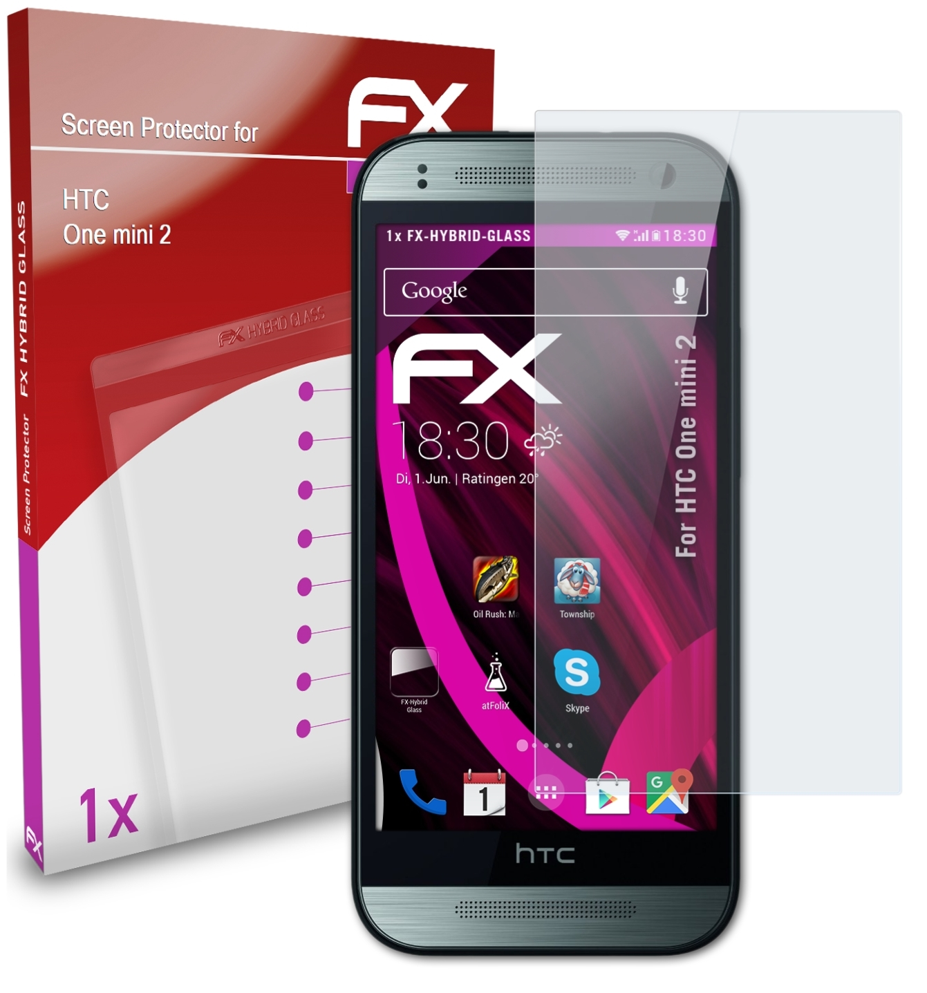 ATFOLIX FX-Hybrid-Glass Schutzglas(für One 2) HTC mini