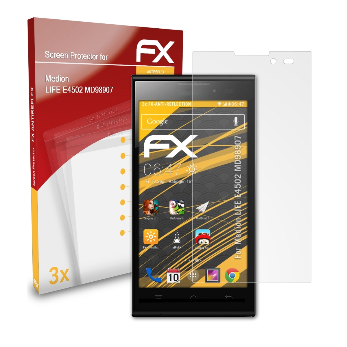 ATFOLIX 3x FX-Antireflex Displayschutz(für E4502 Medion LIFE (MD98907))