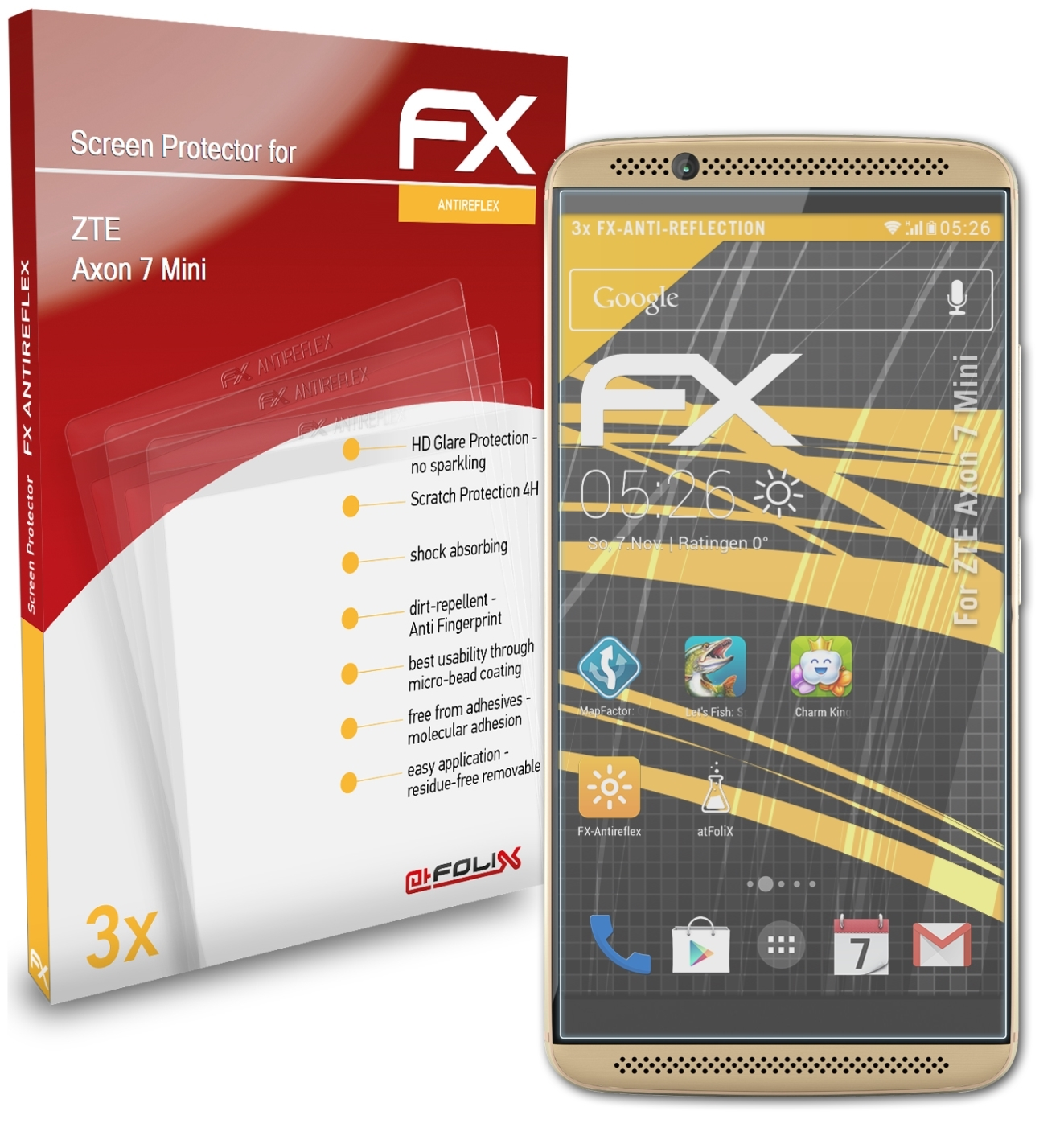 ATFOLIX 3x FX-Antireflex Displayschutz(für 7 ZTE Axon Mini)