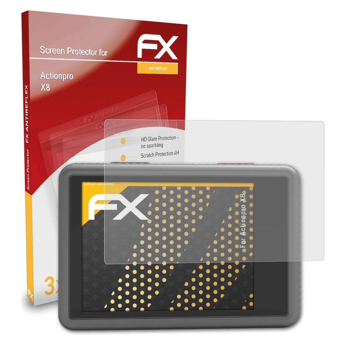 3x ATFOLIX Displayschutz(für Actionpro FX-Antireflex X8)