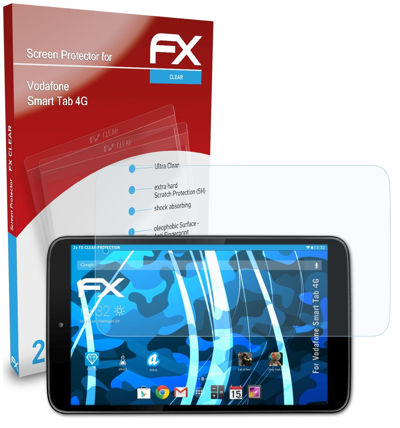 Smart Displayschutz(für ATFOLIX Tab FX-Clear 4G) 2x Vodafone