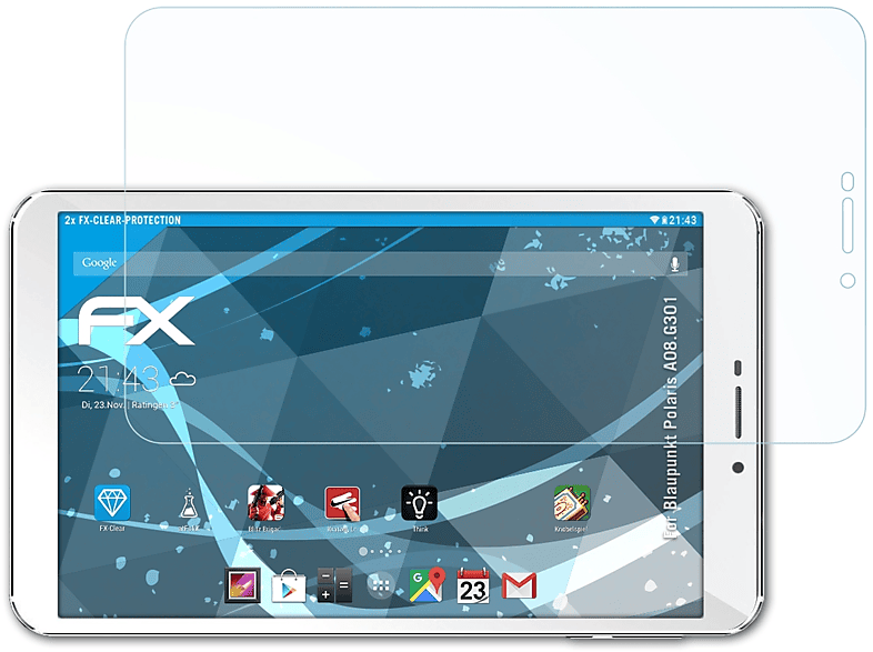ATFOLIX 2x FX-Clear Displayschutz(für Blaupunkt Polaris A08.G301)