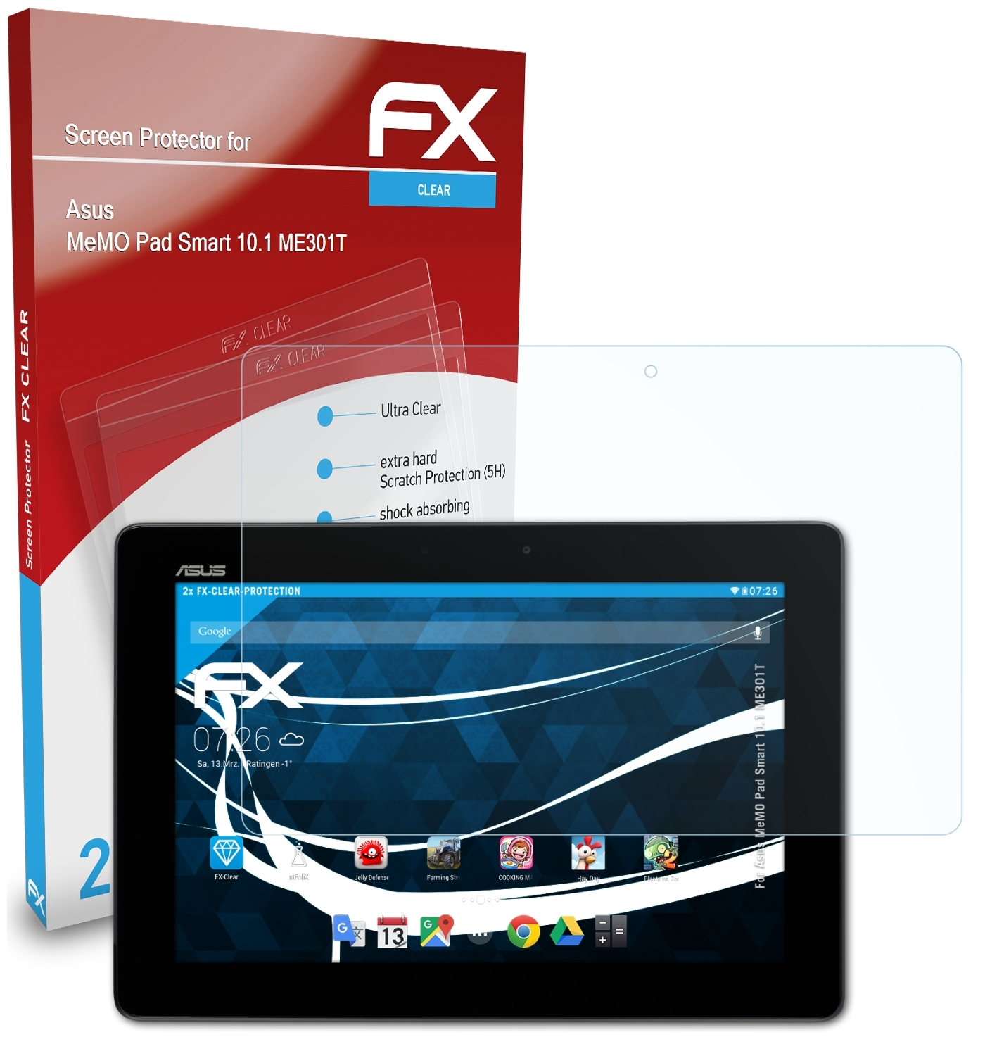 ATFOLIX 2x FX-Clear Smart 10.1 ME301T) Displayschutz(für Asus Pad MeMO