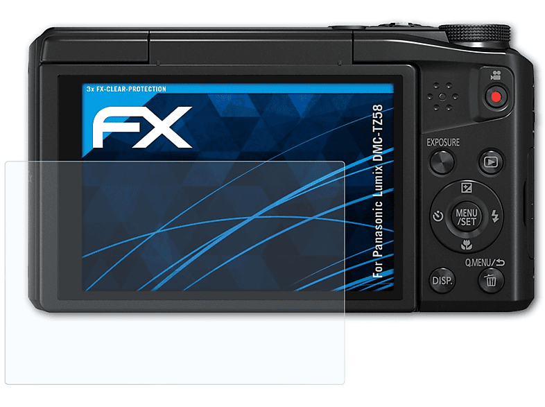 ATFOLIX 3x DMC-TZ58) FX-Clear Displayschutz(für Lumix Panasonic