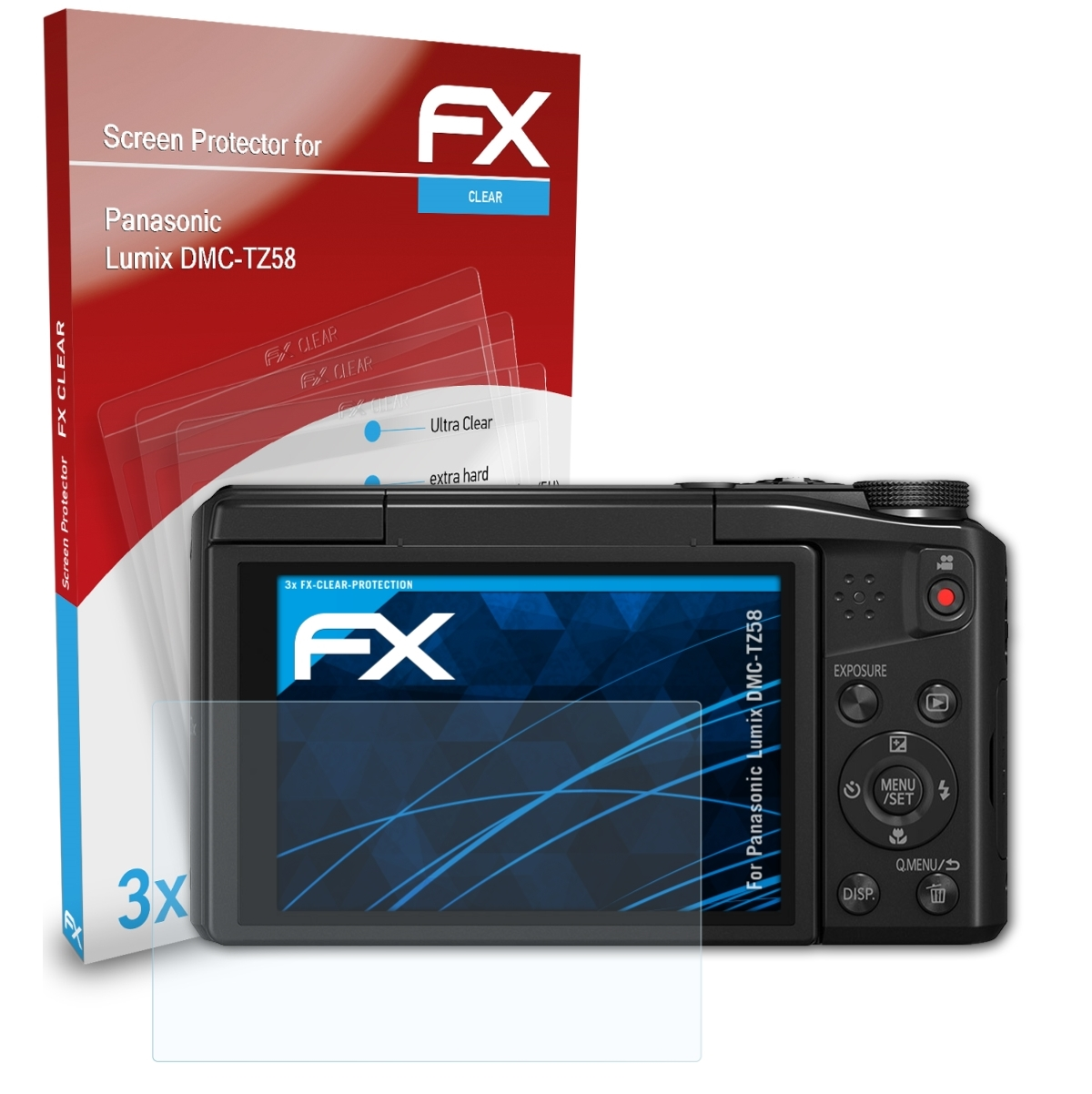 ATFOLIX 3x Displayschutz(für FX-Clear DMC-TZ58) Lumix Panasonic