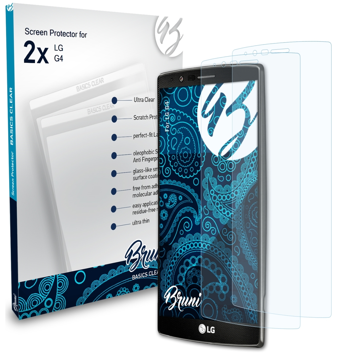 BRUNI 2x Basics-Clear Schutzfolie(für LG G4)