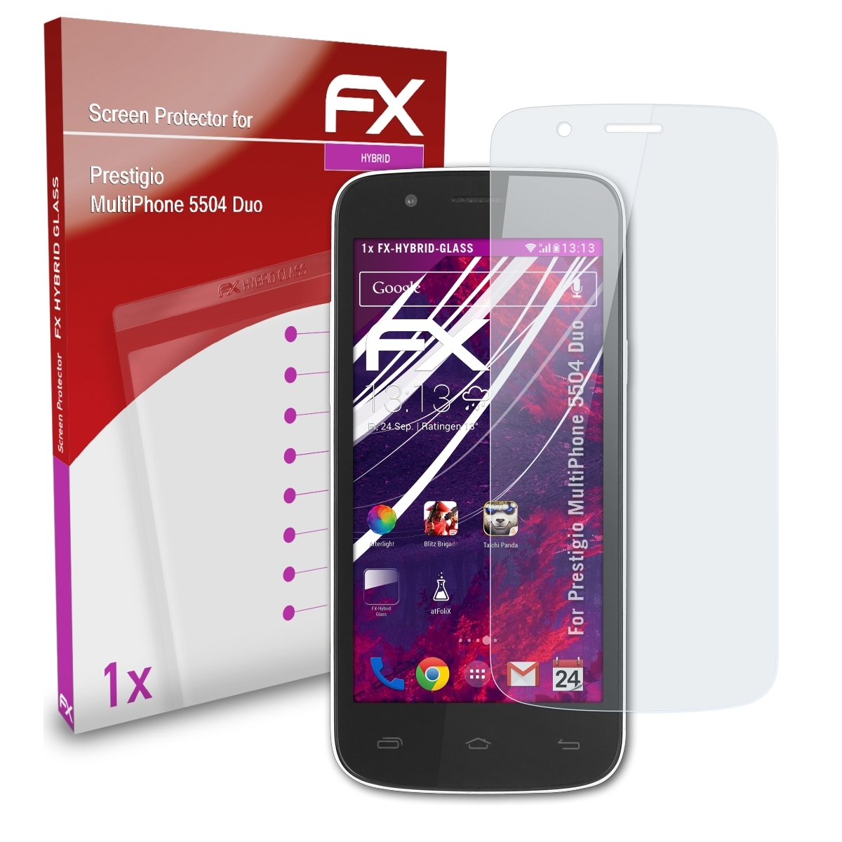ATFOLIX FX-Hybrid-Glass Schutzglas(für Prestigio MultiPhone 5504 Duo)