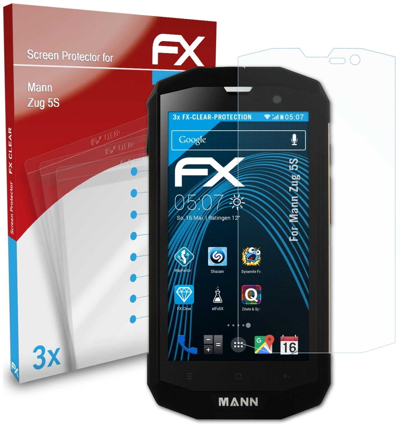 ATFOLIX 3x FX-Clear Displayschutz(für Mann 5S) Zug
