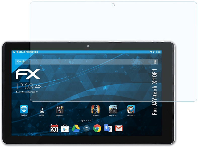 ATFOLIX 2x FX-Clear Displayschutz(für JAY-tech X10F1) | Tabletschutzfolien