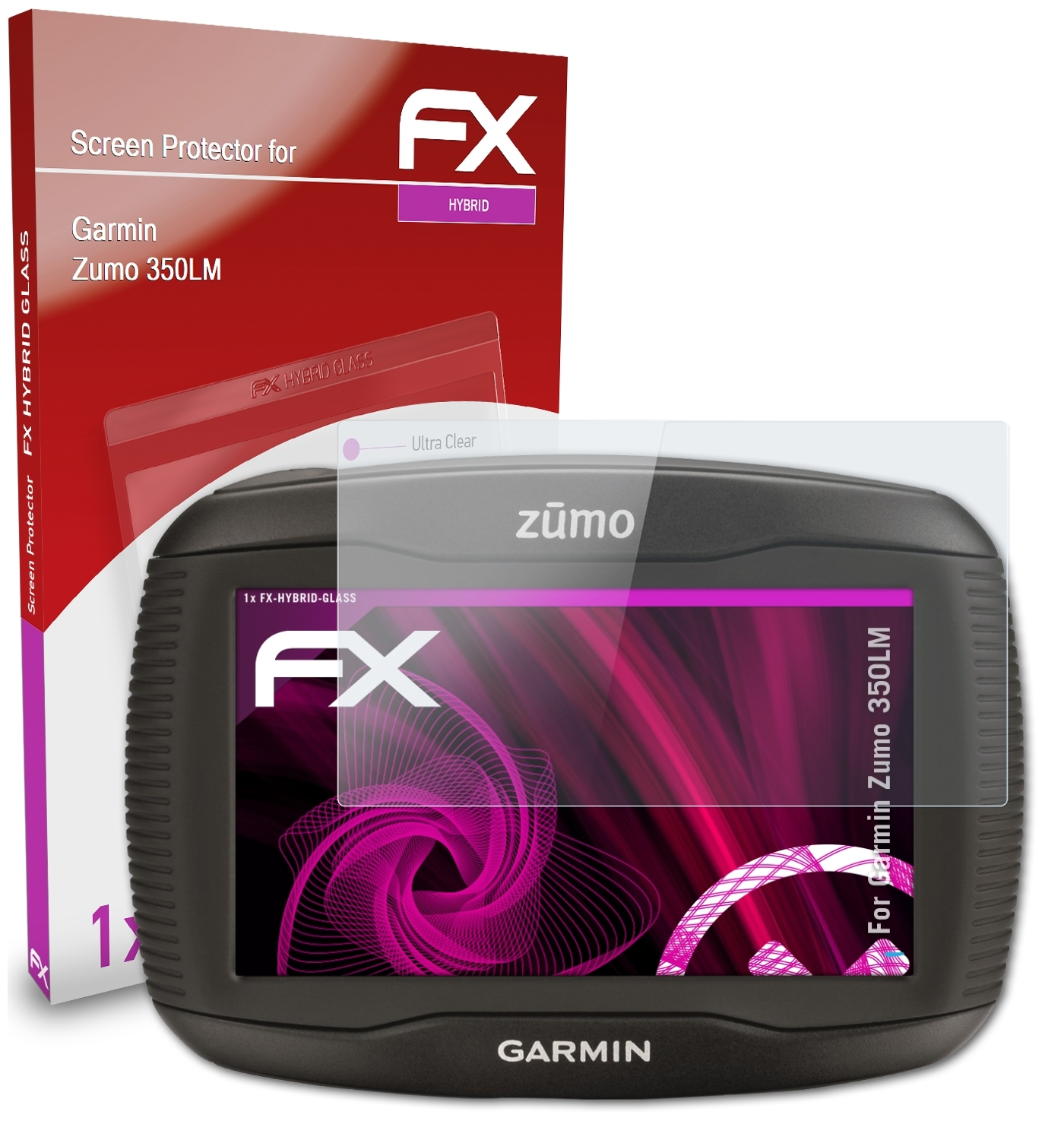 350LM) FX-Hybrid-Glass Garmin Schutzglas(für ATFOLIX Zumo