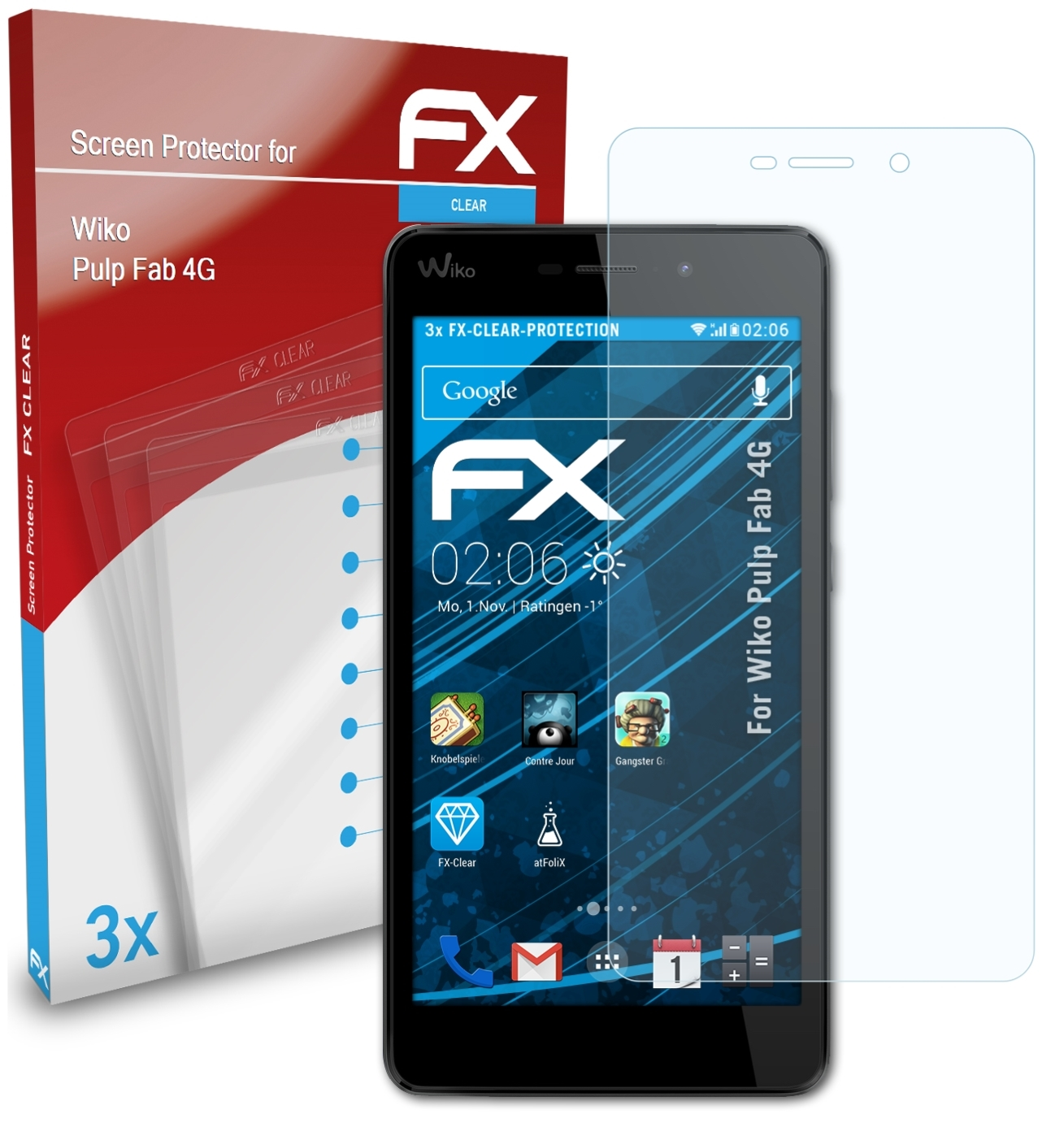 Displayschutz(für 4G) Fab FX-Clear Wiko ATFOLIX 3x Pulp