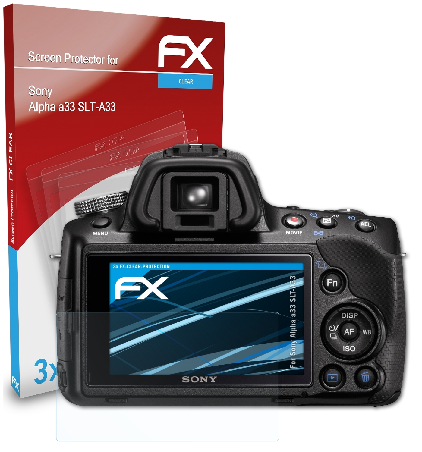 Alpha 3x Sony (SLT-A33)) FX-Clear ATFOLIX Displayschutz(für a33