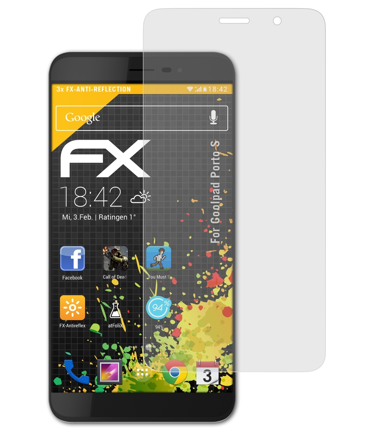 S) Porto FX-Antireflex Coolpad ATFOLIX Displayschutz(für 3x