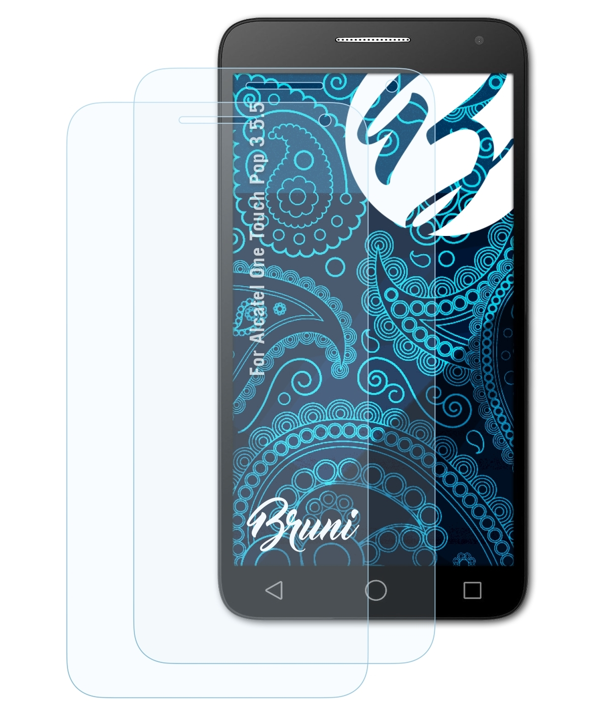 BRUNI 2x Basics-Clear Schutzfolie(für Alcatel (5.5)) One Pop Touch 3