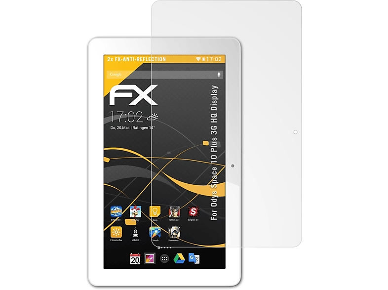 ATFOLIX 2x FX-Antireflex Displayschutz(für Odys Space 10 Plus 3G (HQ Display))