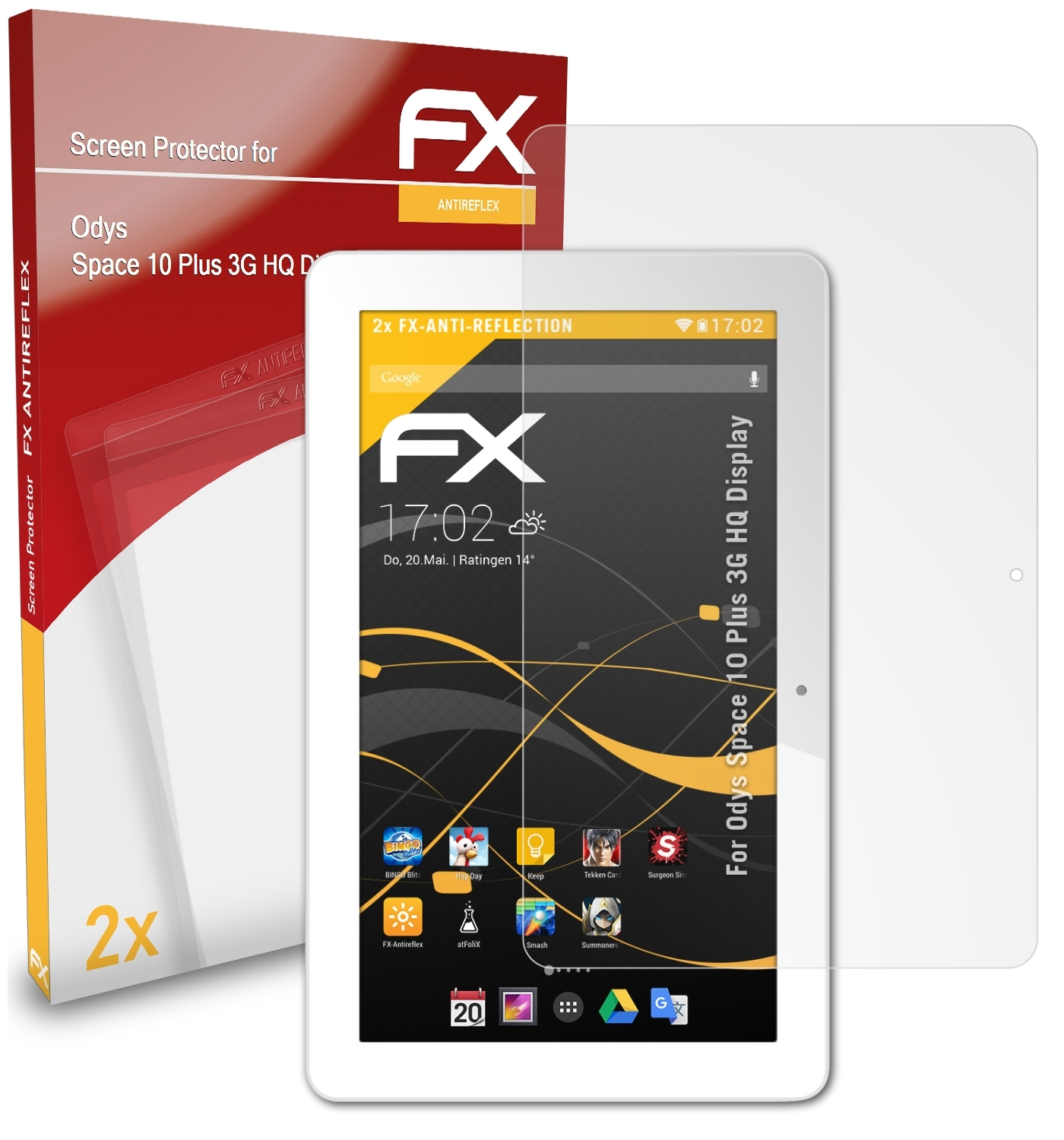 ATFOLIX 2x Odys (HQ Displayschutz(für Space 10 Display)) FX-Antireflex Plus 3G