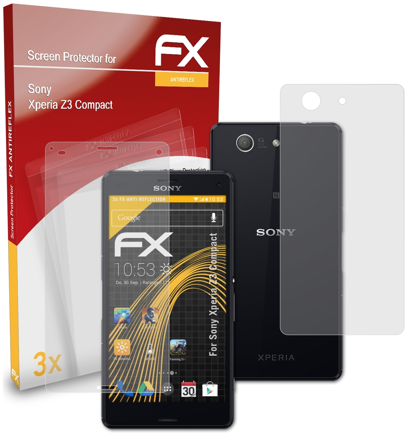 Z3 Sony Compact) 3x ATFOLIX Xperia FX-Antireflex Displayschutz(für
