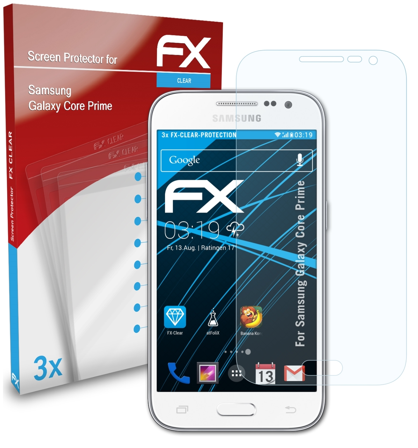 Displayschutz(für Prime) Samsung ATFOLIX Core Galaxy 3x FX-Clear