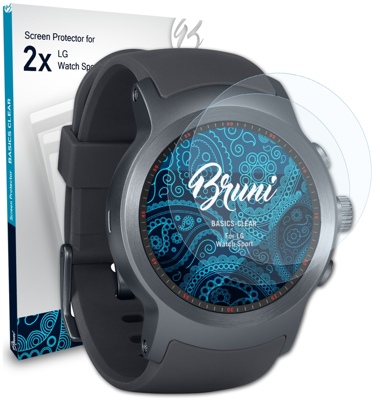 BRUNI 2x Watch Schutzfolie(für Sport) Basics-Clear LG