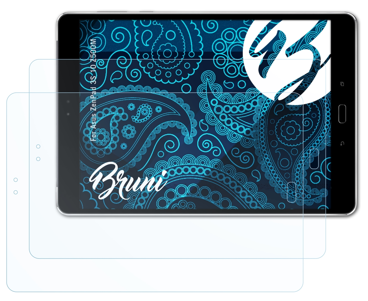 BRUNI 2x Basics-Clear Schutzfolie(für Asus 3S ZenPad 10 (Z500M))