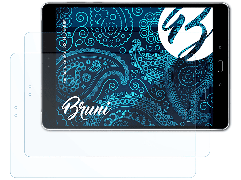 BRUNI 2x Basics-Clear Schutzfolie(für Asus 3S ZenPad 10 (Z500M))