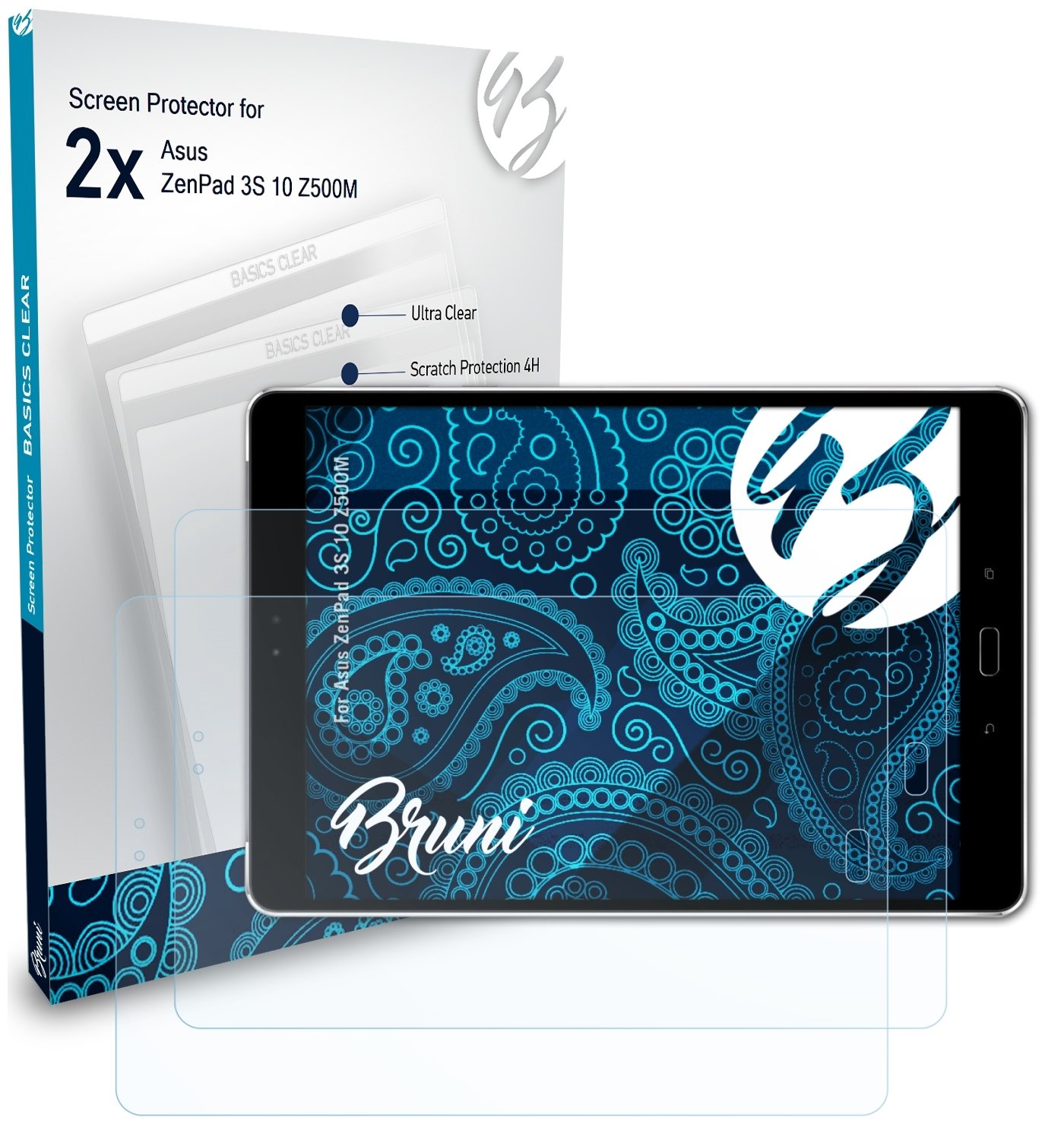 ZenPad Basics-Clear 10 BRUNI 2x 3S Schutzfolie(für (Z500M)) Asus